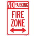 Amistad 12 x 18 in. Aluminum Sign - Fire Lane with Bidirectional Arrow AM2028853